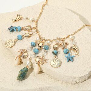 Gold Dipped Sea Ocean Beach Seashell Pendants Resort Vibe Charm Necklace NEW